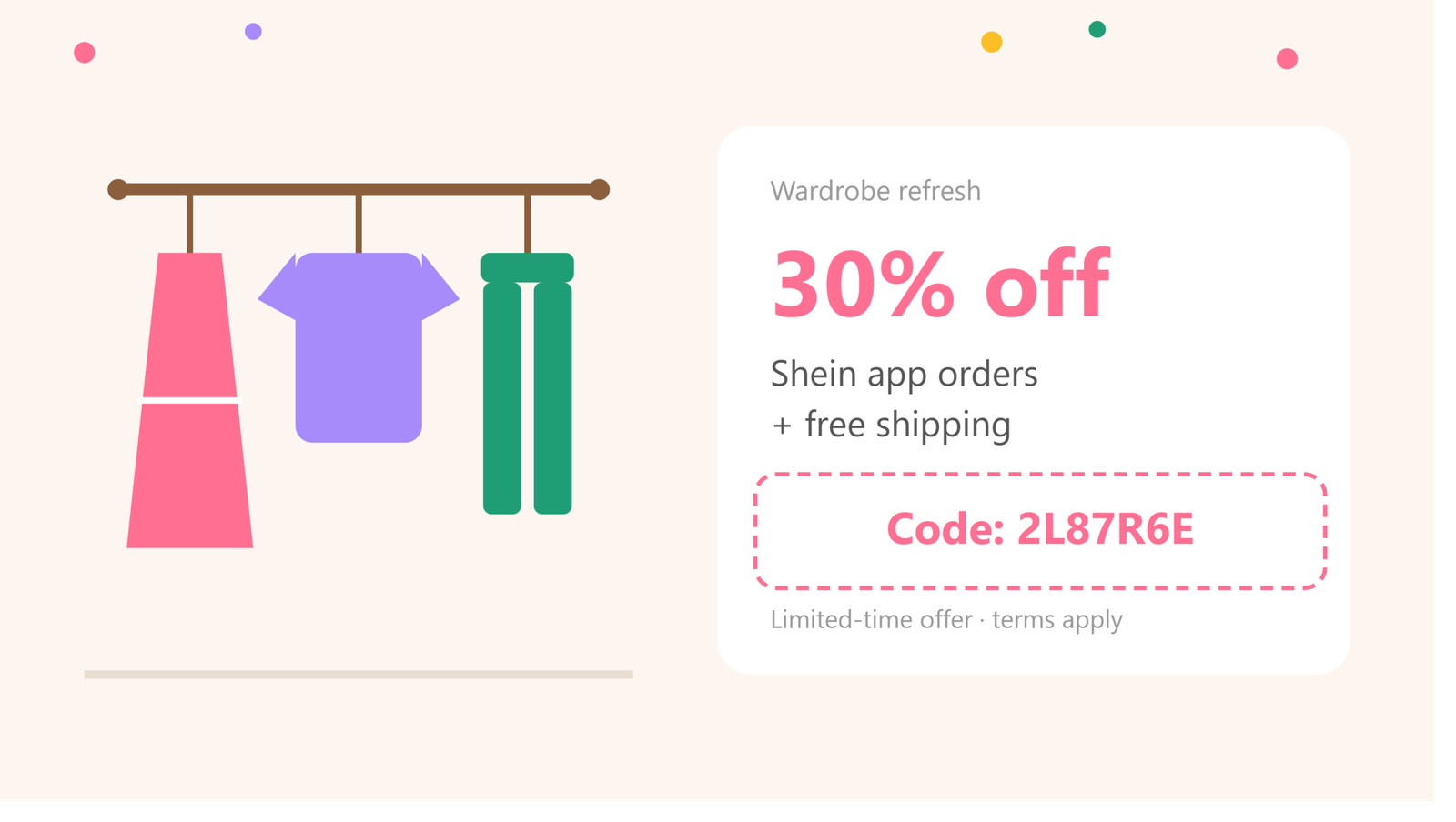 SHEIN wardrobe discount banner promoting fashion savings